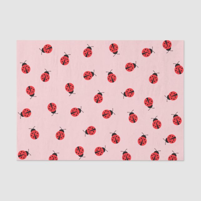 Papel De Seda Pink Ladybug Tissue Paper (Frente )