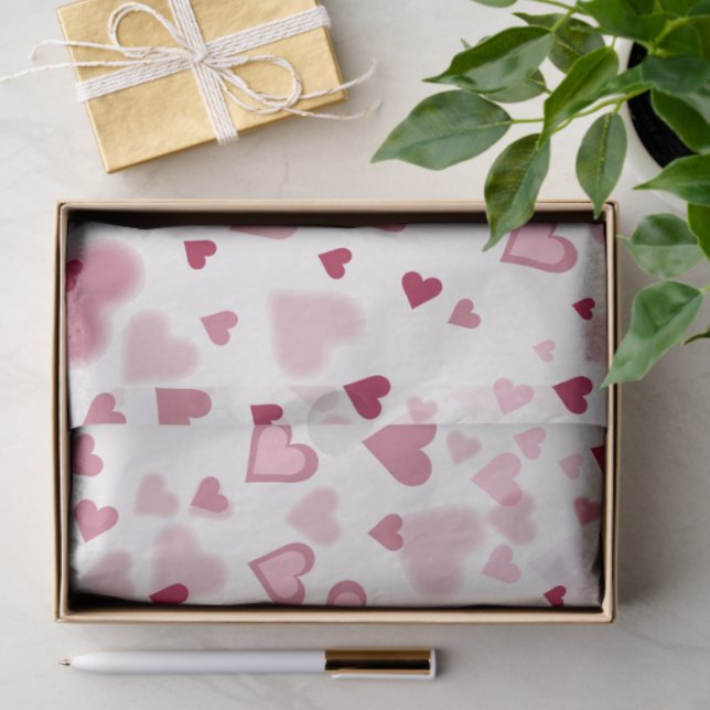 Papel De Seda  Pink Lovely Hearts Pattern  (Presente)