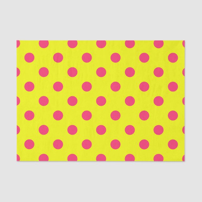 Papel De Seda Pink On Yellow Polka Dots Pattern Design  (Frente )