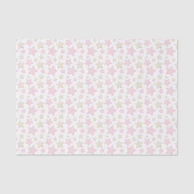 PAPEL DE SEDA PINK PASTEL E ESTRELAS TAN (Frente )