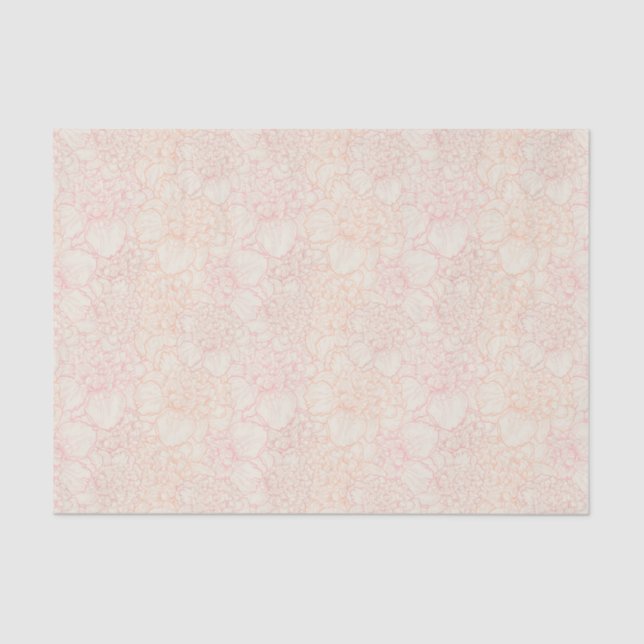 Papel De Seda Pink Peony Floral Patterno (Frente )