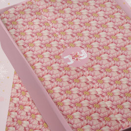 Papel De Seda Pink Poinsettia Padrão de Natal