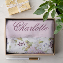 Papel De Seda Pink Purple Watercolor Wildflowers Monogram