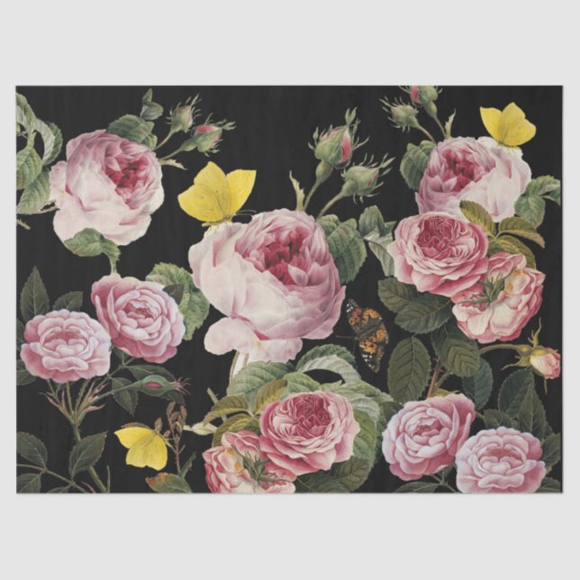 Papel De Seda PINK ROSES E MANTEIRAS AMARELAS Pretas (Frente )