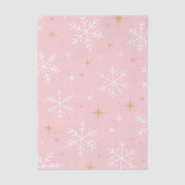 Papel De Seda Pink Snowflake & Gold Sparkle Christmas  (Frente )