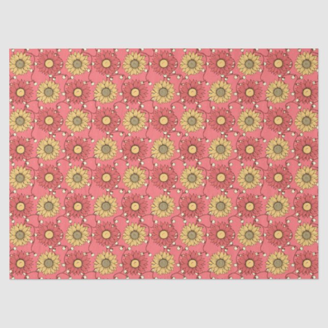 Papel De Seda Pink Sunflowers Christmas (Frente )