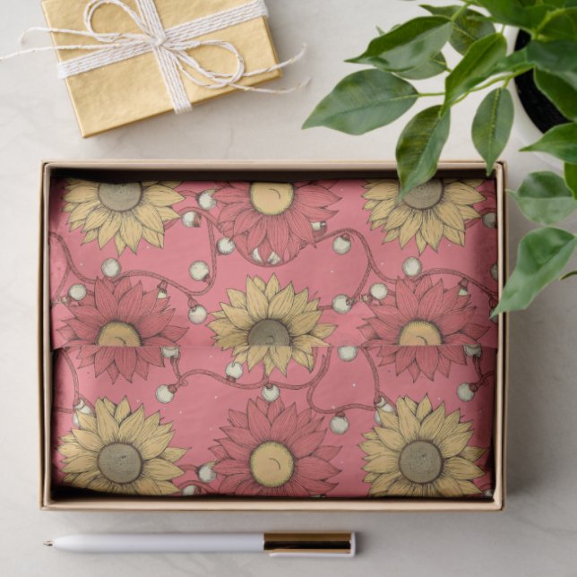Papel De Seda Pink Sunflowers Christmas (Presente)