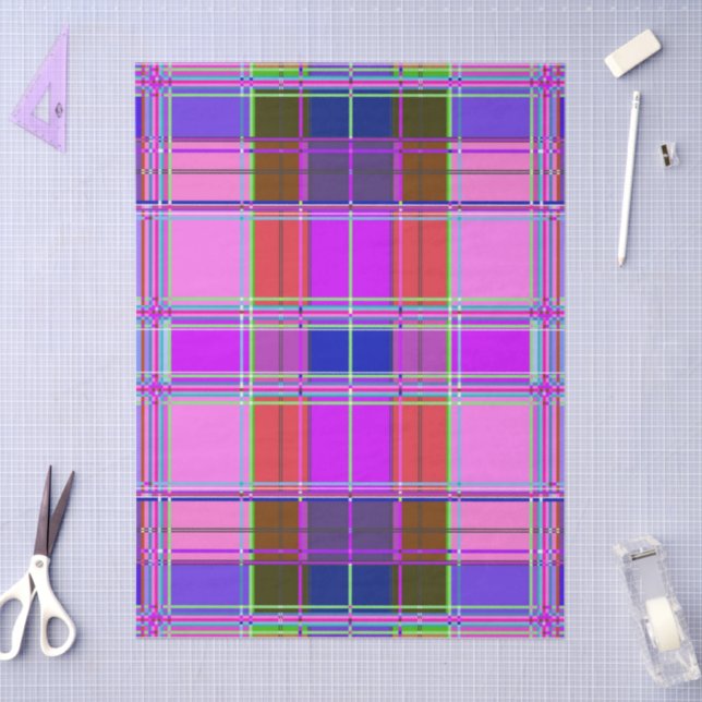 Papel De Seda Pink tartan Fabric Pattern Cloth Madras (Arte )