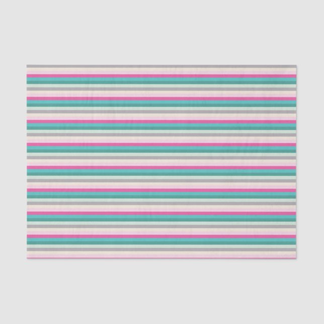 Papel De Seda Pink Teal and Grey Striped (Frente )