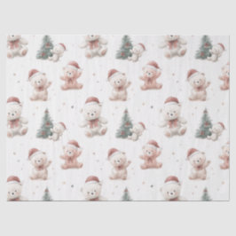 Papel De Seda Pink Teddy Bear Christmas 