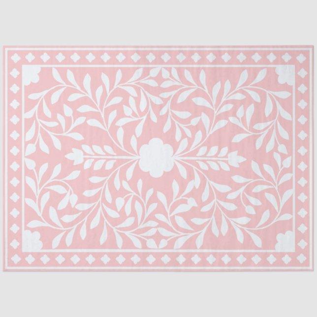 Papel De Seda Pink Traditional Bone Inlay Decoupage Paper (Frente )
