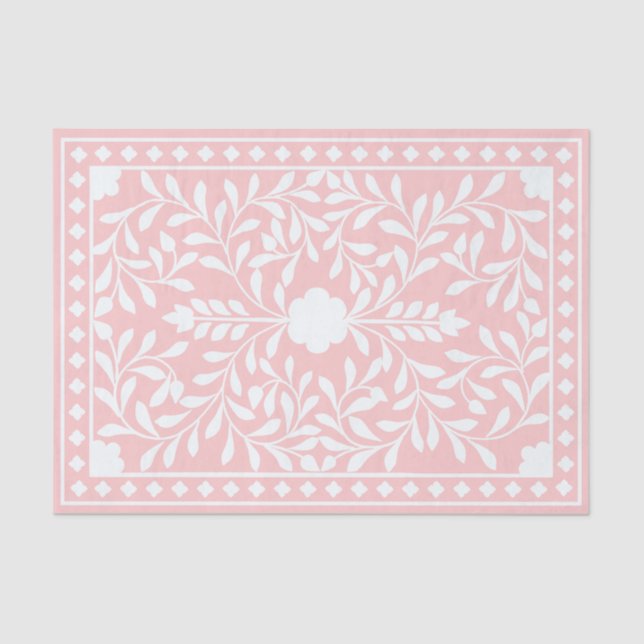 Papel De Seda Pink Traditional Bone Inlay Decoupage Paper (Frente )