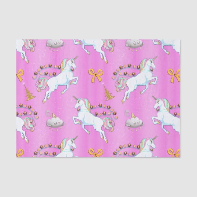 Papel De Seda Pink Unicorn Natal (Frente )