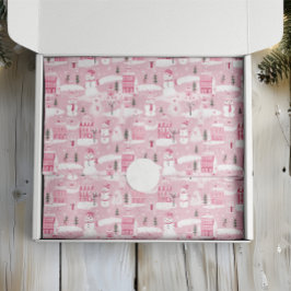 Papel De Seda Pink Village Snowy Christmas