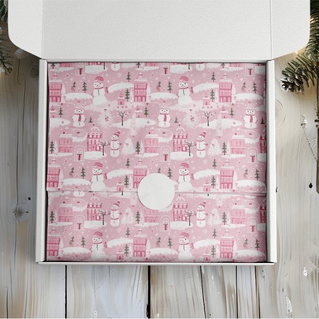 Papel De Seda Pink Village Snowy Christmas (Criador carregado)