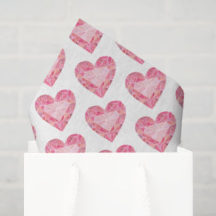 Papel De Seda Pink Watercolor Heart Gem Glam Diamond Love