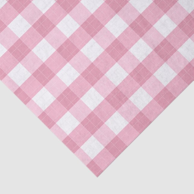 Papel De Seda Pink & White Classic Gingham Pattern (Detalhes)