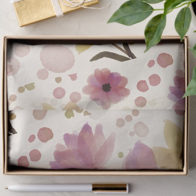 Papel De Seda Pink Wildflower Watercolor  (Criador carregado)