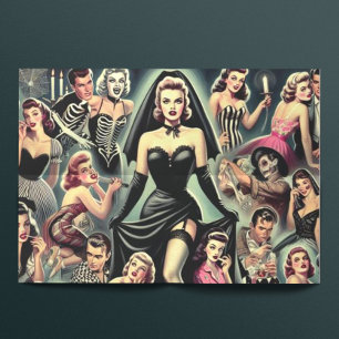 Papel De Seda Pinos-Ups Do Gótico Vintage