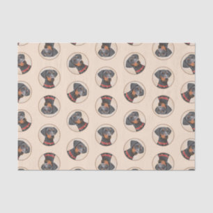 Papel De Seda Pinscher Alemão Pintando Arte Negra Original Para