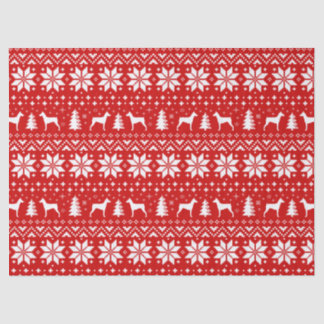 Papel De Seda Pinscher Alemão Silhouettes Padrão de Natal Vermel