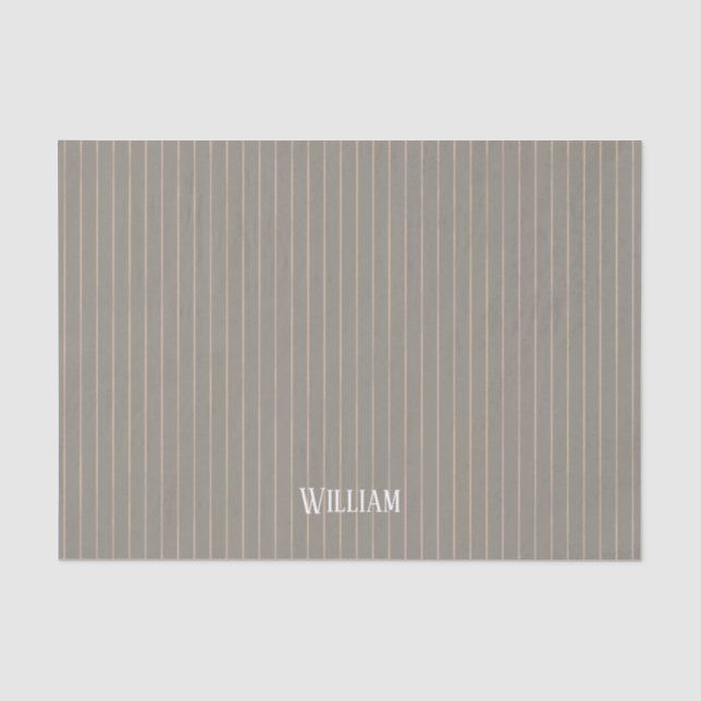 Papel De Seda Pinstripes bege personalizado (Frente )