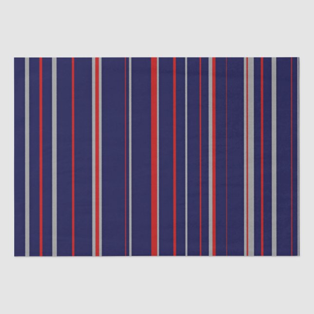 Papel De Seda Pinstripes, cores vermelhas, marinho, cinzas (Frente )