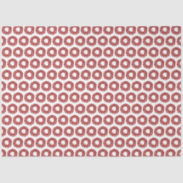 Papel De Seda Pintado Mão Vermelho Winterberry Wreath no Natal (Frente )