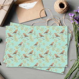 Papel De Seda Pintage com o padrão europeu Robin Bird