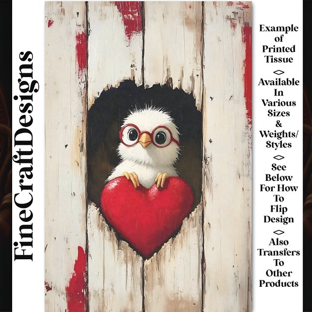 Papel De Seda Pintinho Branco, Óculos Vermelhos e Coração Vermel (Criador carregado)