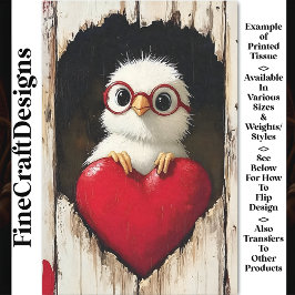 Papel De Seda Pintinho Branco, Óculos Vermelhos e Coração Vermel