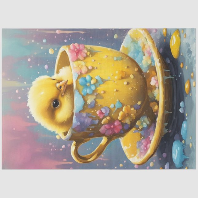 Papel De Seda Pintinho de Páscoa em um Teacup (Frente )