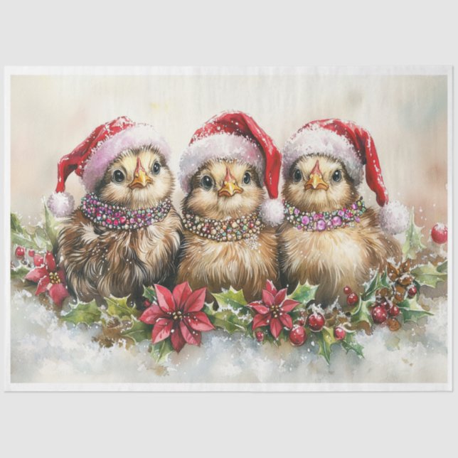 Papel De Seda Pintinhos de Natal (Frente )