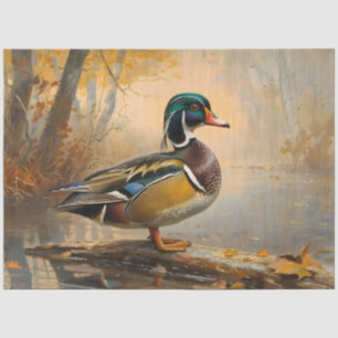Papel De Seda Pintura a Óleo de Pato de Madeira Decoupage