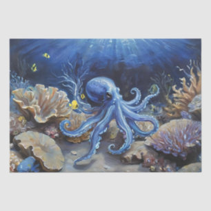 Papel De Seda Pintura a Óleo de um polvo e Decoupage de peixes
