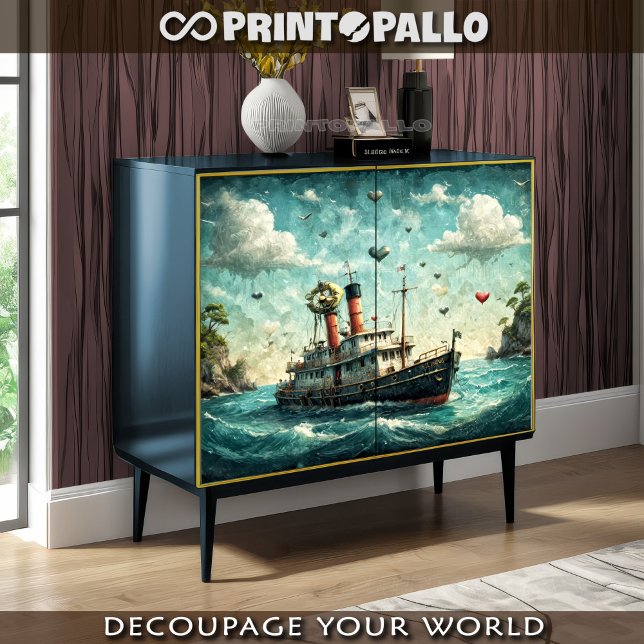 Papel De Seda Pintura a óleo do Barco Louco do Amor (Criador carregado)