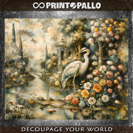 Papel De Seda Pintura a óleo do Renascimento com éon e natureza