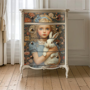 Papel De Seda Pintura a Óleo do Retrato Vintage da Alice do Coel