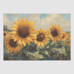 Papel De Seda Pintura a óleo elegante girassóis vintage