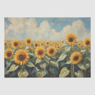 Papel De Seda Pintura a óleo elegante girassol vintage
