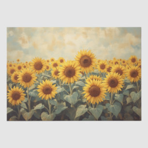 Papel De Seda Pintura a Óleo Elegante Girassol Vintage