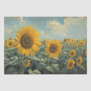Papel De Seda Pintura a óleo elegante girassol vintage