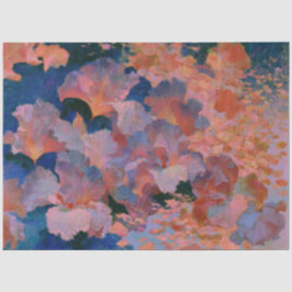 Papel De Seda Pintura a Óleo Impressionista Floral Rosa e Latão