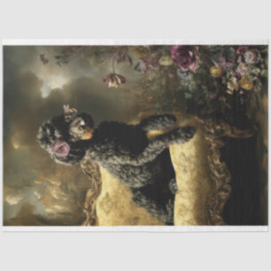 Papel De Seda Pintura a Óleo Vintage Poodle Preto Rococó Buzz
