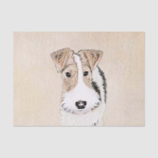Papel De Seda Pintura com terrier de Fox com fio - Arte canina o (Frente )