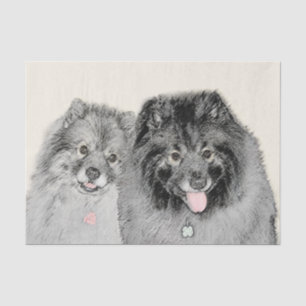 Papel De Seda Pintura da mamã e do filho do Keeshond - arte