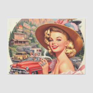 Papel De Seda Pintura Da Rapariga Da Vintage