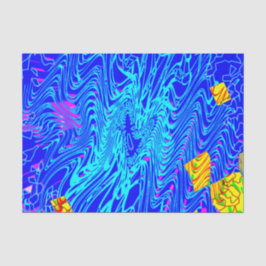 Papel De Seda Pintura de Abstrato Azul Moderno