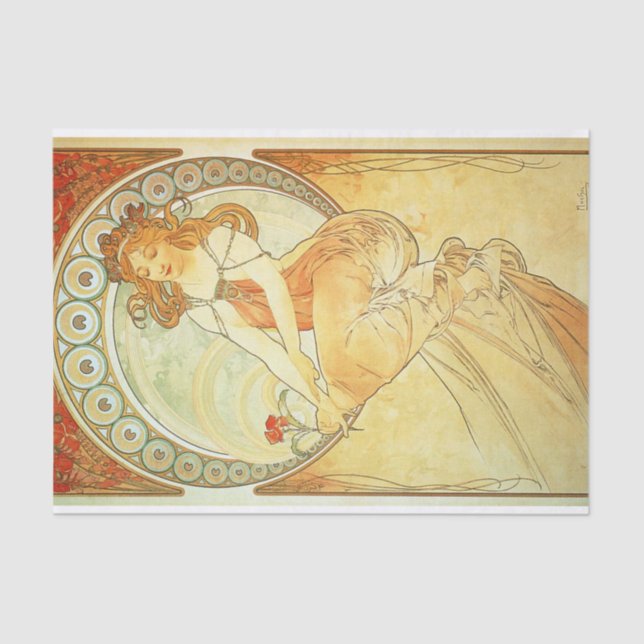Papel De Seda Pintura de Alphonse Mucha (Frente )
