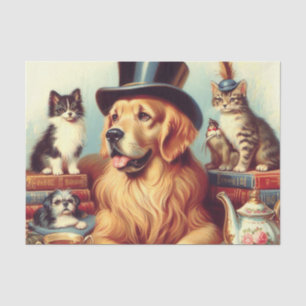 Papel De Seda Pintura de Cachorro de Vintagem Cura